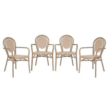Merrick Lane Celia Indoor/Outdoor Bistro Stack Chair Set of Four Natural & White Rattan Light Natural Frame