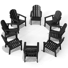 FOLAWO Adirondack Chair Set of 8, HDPE Outdoor Fire Pit Chairs, Black