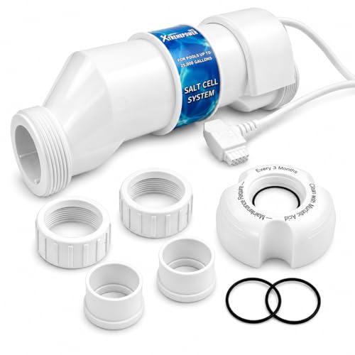 XtremepowerUS Salt Cell Chlorinator Generator Plate 15,000 Gallons Compatible with Hayward W3AQR3 In-Ground Pool Temp. Sensor, Cleaning Stand