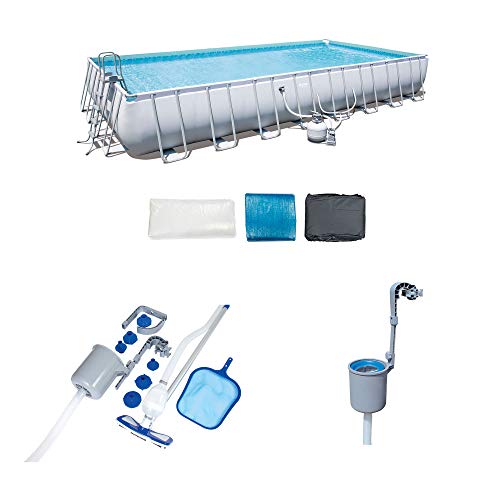 Bestway 31.3 Ft x 16 Ft x 52 in Above-Ground Swimming Pool Set w/Ladder, Sand Filter Pump, Ground Cloth, Cover, Vacuum & Maintenance Kit with Skimmer