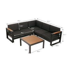 Christopher Knight Home Sornsa Outdoor Aluminum Frame Sectional Sofa Set Black