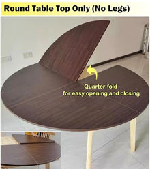 Innovz Foldable Round Table Tops Only, 4 5 6 7 Ft Large Wooden Table Top No Legs, Portable Storable Banquet Dining Tabletop with Metal Hardware, Walnut Color(130cm(51inch))