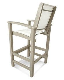 Polywood 9012-SA901 Coastal Bar Chair, Sand/White Sling