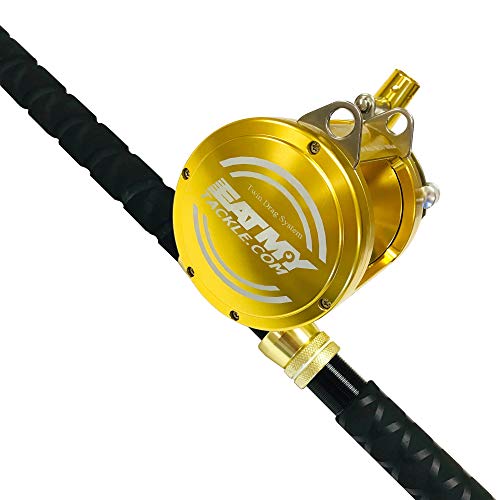 EAT MY TACKLE 50 Wide 2 Speed Fishing Reel with 160-200 Pound Tournament Rod