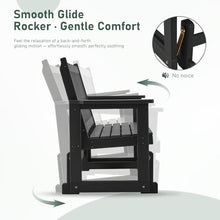 Furnimart Patio Glider Bench, HDPE All-Weather Outdoor Glider for 2-Person, Heavy-Duty No-Wobble Frame, Supports 660 LBS, Porch, Backyard, Garden & Deck, Black