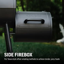 Char-Griller®Smokin Pro Charcoal Grill and Offset Smoker with Side Fire Box, Dual Damper Control, Chrome Plated Steel Warming Rack, 1,130 Cooking Square Inches in Black, Model CG30044223