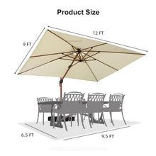 9FTx12FT Patio Umbrella Outdoor Rectangular Cantilever Umbrella with Base
