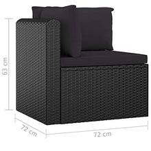 VGLQNRPT 10-Piece PE Rattan Patio Lounge Set, Modular Outdoor Garden Furniture with Tempered Glass Coffee Table, Black