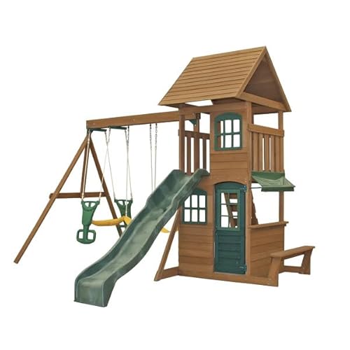 KidKraft Windale Fort Swing Set Brown