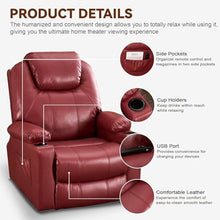 HTERWQEA PU Leather Power Lift Recliner Chair with Massage & Heat