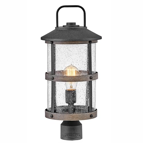 Hinkley Lakehouse Medium 12V Outdoor Post Lantern, Aged Zinc/Driftwood Gray