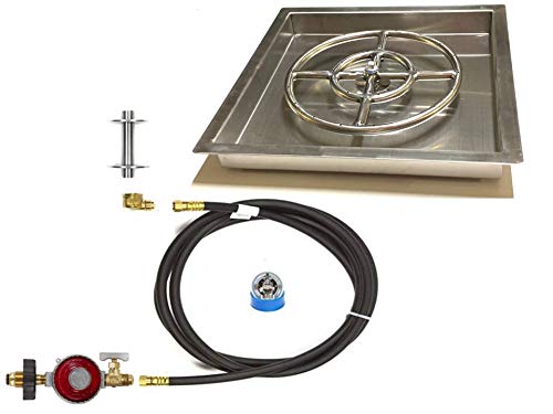 EasyFirePits Basic Propane Gas Fire Pit Ring Burner Pan & Full Combo Connection Kit (16.00, 12" Ring Square Pan)