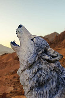 Standing Howling Grey Wolf Statue