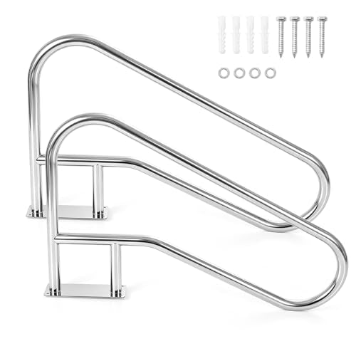 IRONMAX 50''x30'' Stainless Steel Pool Handrail for Inground Pools, 2 Pack