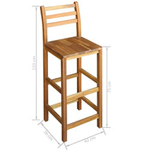 HKLGBVCR Solid Acacia Wood Bar Table and Chair Set 7 Pieces, Rustic Design for Home Bar Cafe, Sturdy and W with Footrest and Backrest