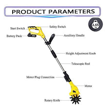 Electric Small Rotavator,Garden Tiller, 20V Electric Cordless Hand Tiller Cultivator with Rechargeable Lithium Battery and Charger,for Gardens, Vegetable Plots,110V (110V)