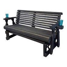 Amish Casual Heavy Duty 800 Lb Roll Back Pressure Treated Porch Glider with Cupholders (5 Foot, Semi Solid Black Stain)