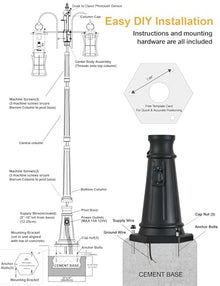 EERU Dusk to Dawn Outdoor Lamp Post Light with Outlet, Electric 2-Head Outdoor Pole Light Farmhouse Street Light Post for Outside Waterproof Black Exterior Pillar Lantern for Garden Patio Driveway