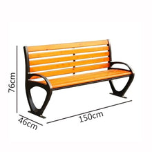 DINBOZ26X Park Bench Park Outdoor Bench Aluminum Chair Legs Wooden Seat Bench Double Rest Backrest Bench Outdoor Bench