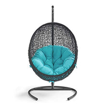 Modway EEI-739-TRQ-SET Encase Swing Outdoor Patio Lounge Chair, With Stand, Turquoise