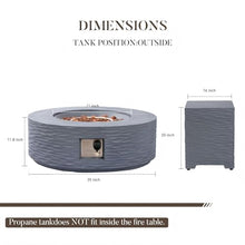 Cosiest Propane Fire Pit with Tank Cover for Outside, 35 in Round Gas Fire Pits for Outdoor Patio, Certified, 50000 BTU Concrete Rectangle Base with Rain Cover, Free Lava Rocks