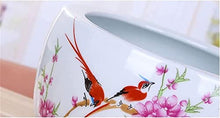 FAFACAI Extra Large Jingdezhen Ceramic Hydroponic Planter White Background Ink Painting Plum Blossom Flower Pot for Indoor & Outdoor & Windowsill Gardens All Home Garden Flowers (28 * 17cm)