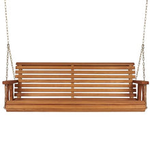 Amish Casual Heavy Duty 700 Lb Capacity Porch Swing (5 Foot, Cedar Stain) – Wooden Outdoor Roll Back Swing with Hanging Chains – Amish Made in the USA