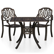 KUPTYERFG Cast Aluminum Bistro Set, 3 Piece Outdoor Dining Set with 35.4 Inch Round Table and 2 Armchairs, Matte Bronze Metal Patio Table and Chair Set for Garden, Terrace