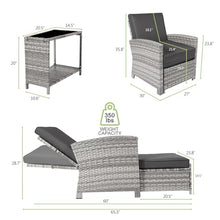 BALDPER 10-Piece Outdoor Patio Furniture Set with Ottomans, Wicker Conversation Set, Grey