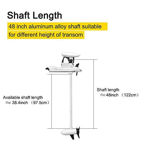 AQUOS 12V 55LBS 48" Shaft Bow Mount Electric Trolling Motor with Remote Control for Bass Fishing White & Remote Control