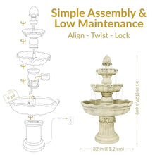 Sunnydaze 51" 3-Tier Large Outdoor Water Fountain, Pineapple Top, Off White