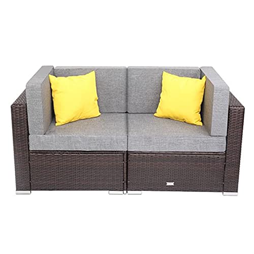 DUYHBAWRS 2 Pieces Patio PE Wicker Rattan Corner Sofa Set Furniture for Garden and Outdoors