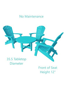 Phat Tommy Round Outdoor Coffee Table and Adirondack Chairs Set Teal