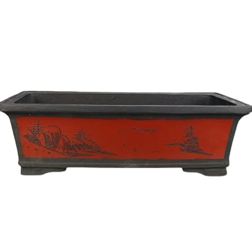 ULTRAWAVE Flower Pots Large Long Alabaster Flower pots Floor Planting Old Tree Stumps Rectangular Manger-Shaped Ceramic Bonsai pots Decorative Planter