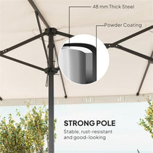 Amgalers 15ft Double-Sided Patio Umbrella with Fringe, Crank Lift, Large Outdoor Shade for Backyard, Pool(Cream White)