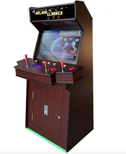 TOP US VIDEO ARCADES 4 Player 3500 Games 32 inch Screen Dark Wood Standup Arcade Machine
