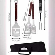 Stainless Steel Grill Set, BBQ Wooden Handle Barbecue Tool, Fork Shovel Clip Grill Set -2-piece Set