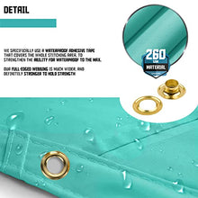 TANG 24' x 40' Waterproof Shade Cloth with Grommets, Sun Shade Sail Rectangle Straight Side, 260 GSM UV Block Fabric Patio Canopy for Deck Carport Backyard Pergola Cover, Turquoise