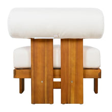 Merax Patio Club Chair Set of 2, Acacia Wood Frame with Waterproof Cushions & Round Backrest for Garden, Deck & Balcony, Beige+Teak