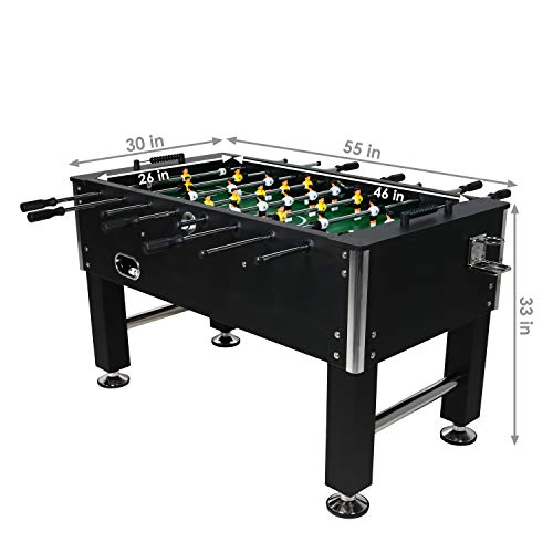 Sunnydaze 55-Inch Foosball Table Chrome Plated Steel Rods - Black