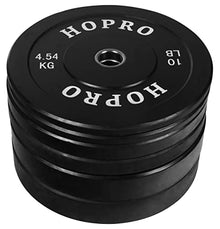 BalanceFrom HoPro Olympic Bumper Plate Weight Plate with Steel Hub, Pairs or Sets, Black Style #2
