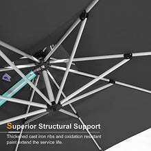 PURPLE LEAF 13 Feet Double Top Round Deluxe Patio Umbrella Grey
