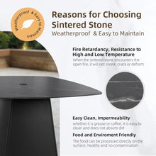 Hassyee 44" Outdoor Pedestal Dining Table with Black Sintered Stone Tabletop, Multi-Functional Patio Accent Table with Aluminum Pedestal Base for Deck, Poolside, Balcony