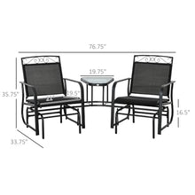 lafengyan Outdoor Glider Chair with Center Table for Patio, Backyard or Garden - Durable Steel Frame with Breathable Sling Fabric Seating