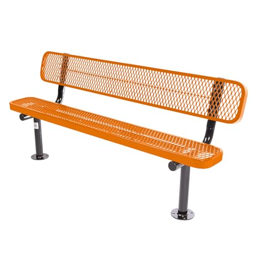COATEDOUTDOORFURNITURE Bench, Orange, Expanded, 6Ft, with Back, Surface