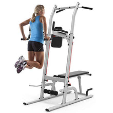 leikefitness Multifunction Power Tower Exercise Equipment Silver--With Bench