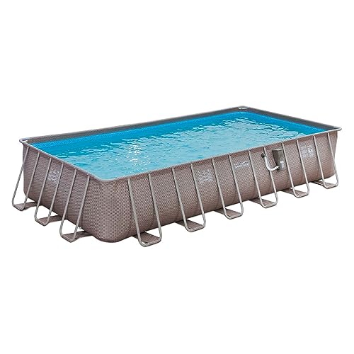 Summer Waves Elite 24' x 12' x 52" Rectangular Above Ground Swimming Pool Set Gray