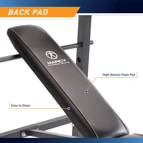 MARCY Diamond Elite MD Standard Bench with 100 lb. Weight Set Black