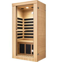 27.5" 1020W Canadian Hemlock Single Person Far Infrared Sauna Room, Mini Indoor Sauna Cabin with Epoxy Board Heating, White Tube Light, Oxygen Bar, 100kg Seat Capacity, Compact Home Wellness Space