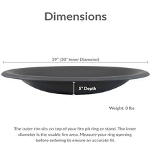 Sunnydaze Fire Pit Bowl with Spark Screen, 39" Outer / 30" Inner Dia